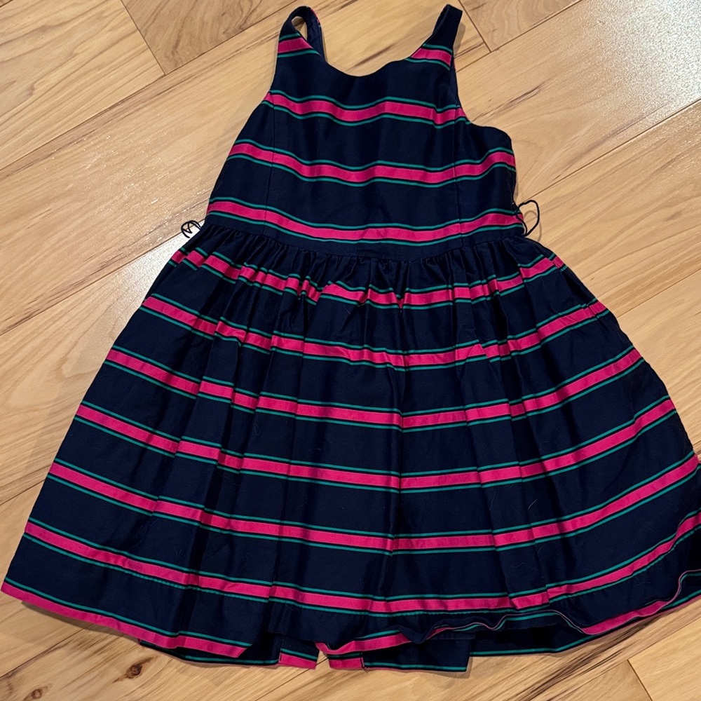 Ralph Lauren Navy and Pink Striped Kids Dress